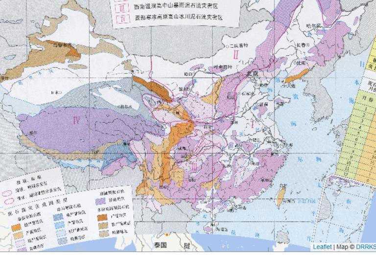 Online map of the distribution of debris flow and landslide disaster in China