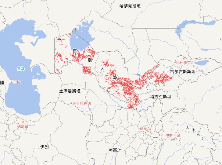 Online map of water routes in Uzbekistan
