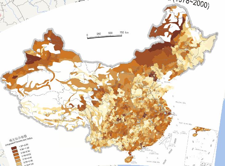 Online map of natural disasters become disasters comprehensive index in China  (1978-2000)