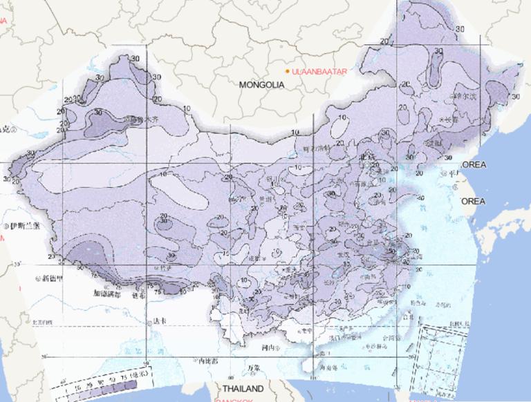 Online map of the maximum daily snowfall in China from 1961 to 2015