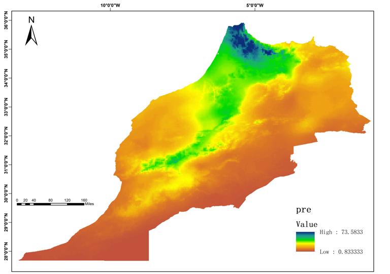 Average monthly precipitation in Morocco in 2022