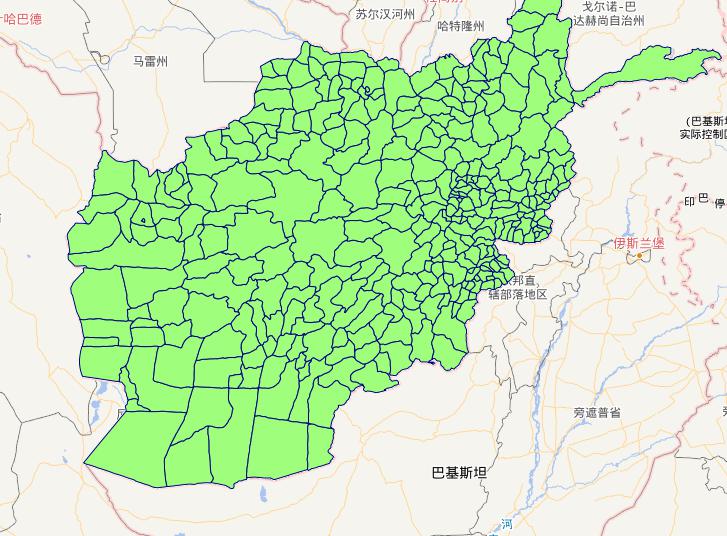 Online map of Afghanistan level 2 administrative boundaries