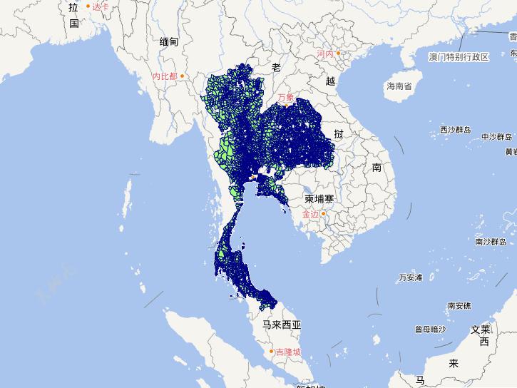 Online map of Thailand level 3 administrative boundaries