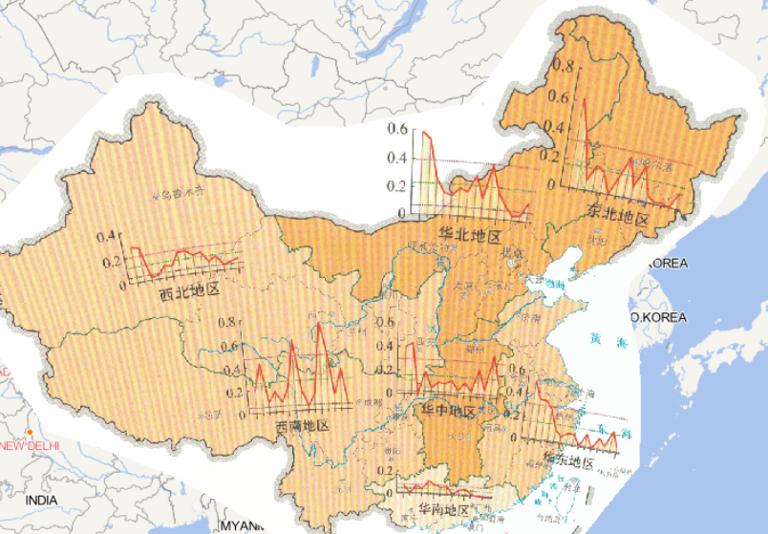 Online map of spatial and temporal distribution of drought disaster index by region in China in 2014