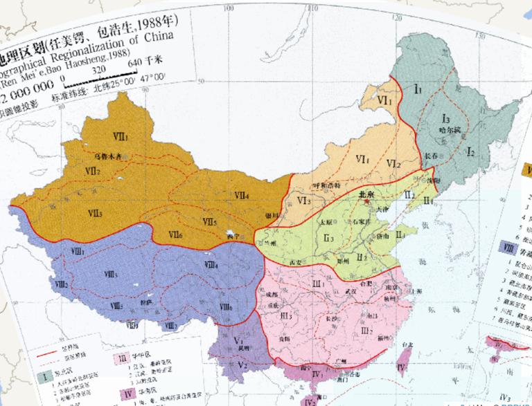China 's Physical Geography Zoning (1988) Online Map