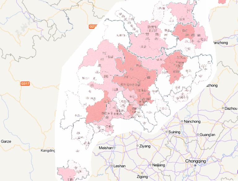 Online map of comprehensive risk assessment of natural disasters (D Ⅱ) in Wenchuan disaster area in China