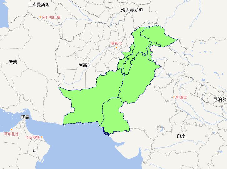 Online map of level 1 administrative boundaries in Pakistan