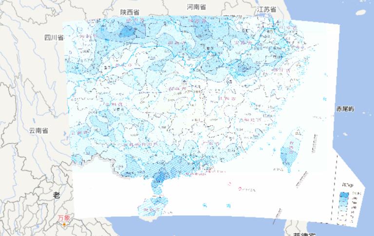 Online map of mid and late July's rainfall in July 14th,2010 to July 22nd during the flood disaster period in South China