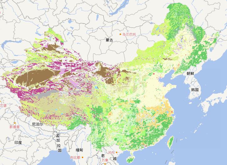 Online map of land-use in China, 2000