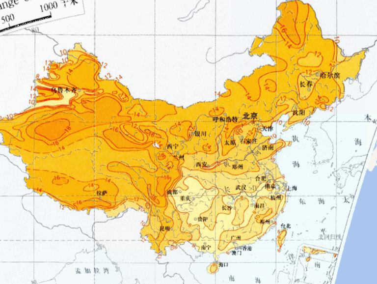 Online distribution of annual mean annual temperature difference in China