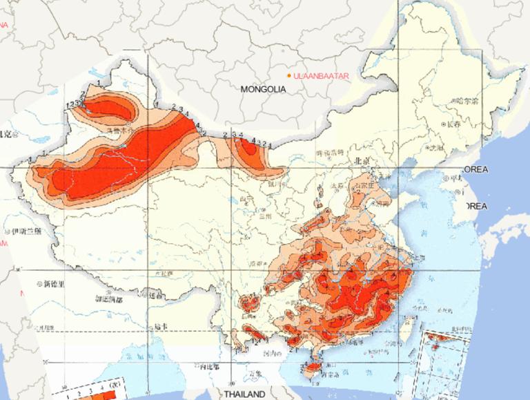 Online map of average annual high temperature processes in China from 1981 to 2010