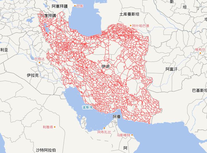 Online map of Iranian highway