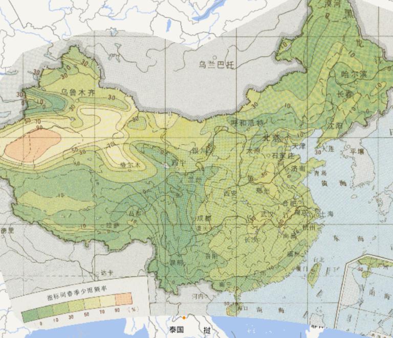Summer few rain frequency online map of China's agricultural meteorological disasters