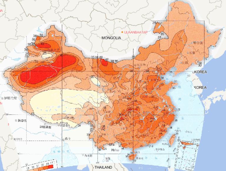 Online map of average annual maximum temperature in China from 1981 to 2010