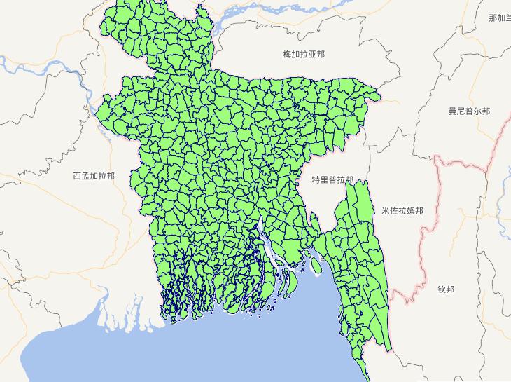Online map of the People 's Republic of Bangladesh level 4 administrative boundaries