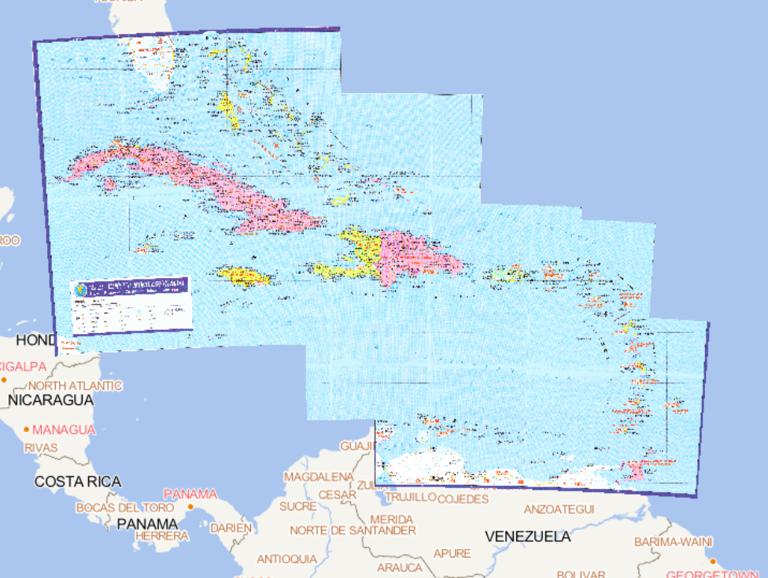 Online maps of Cuba, Bahamas and the Caribbean islands