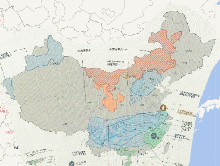 Online map of demonstration of affected area of critical disaster event China in 2016