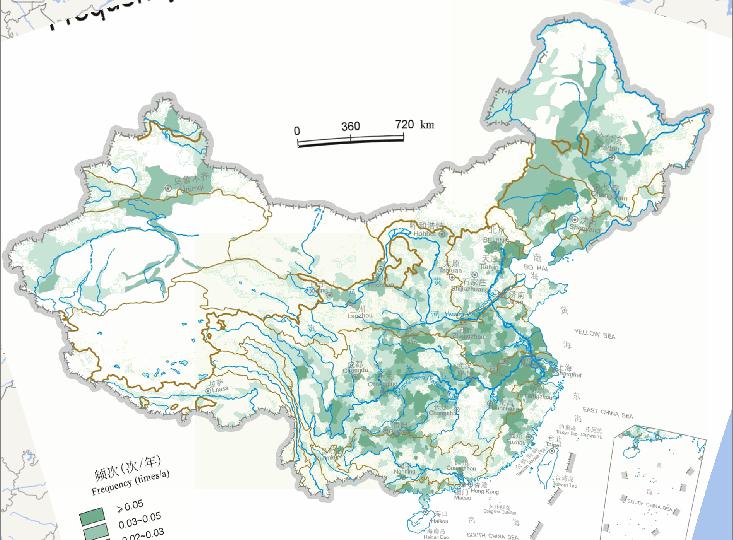 Online Flood Frequency Map of July (1949-2000) in China