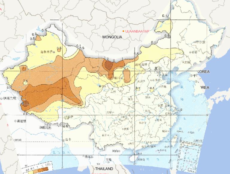 Online map of average autumn sandstorm days in China from 1981 to 2010
