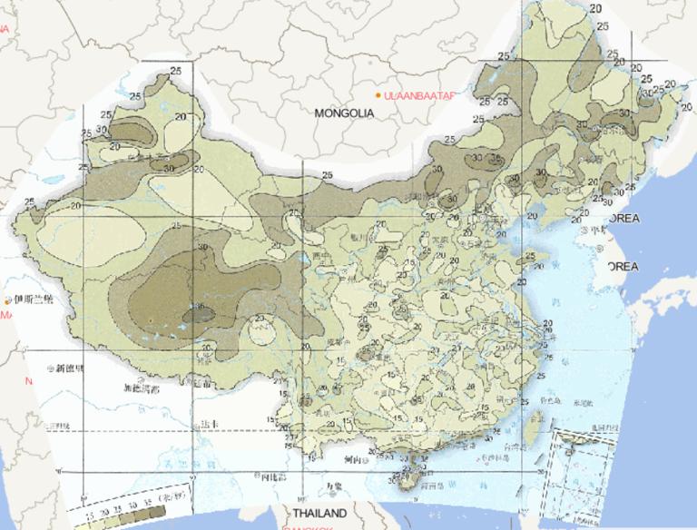 Online map of 10 minute maximum wind speed in China from 1961 to 2015
