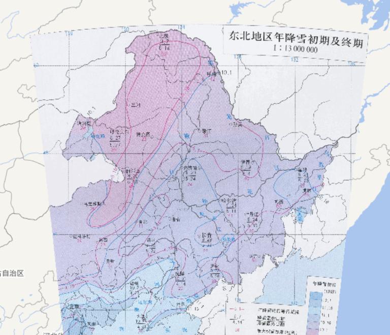 Online map of early and mid - winter snowfall in northeastern China