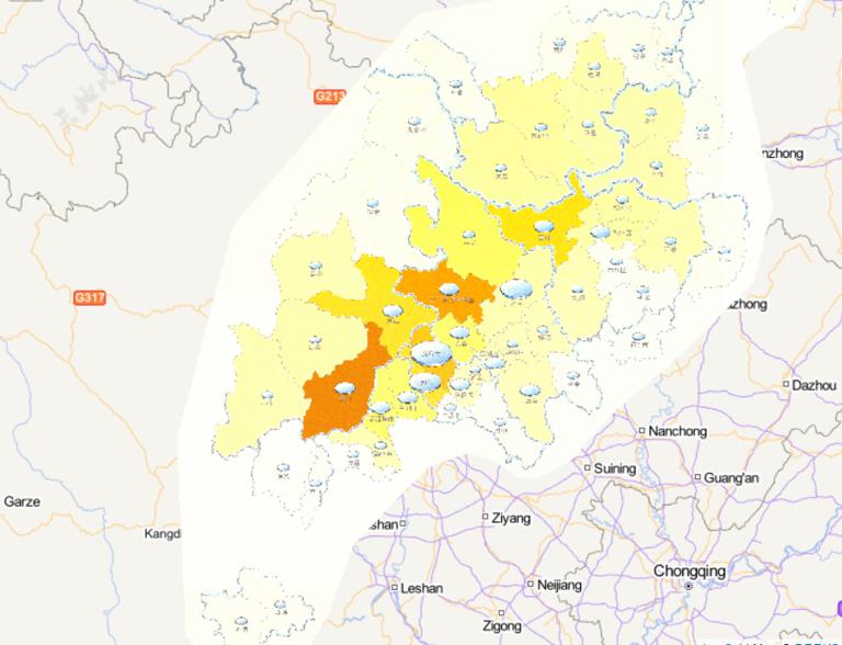 Online map of comprehensive disaster situation in Wenchuan disaster area in China