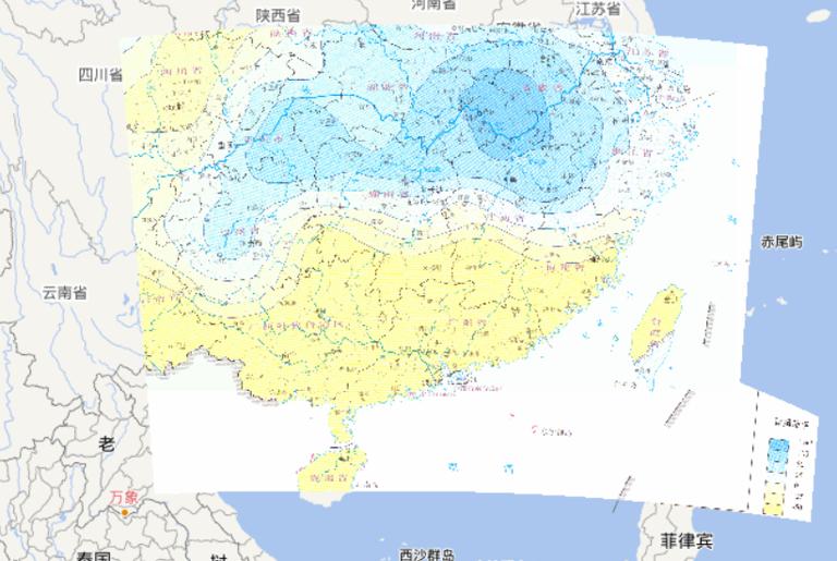Online map of the difference between the early ten days' rainfall in July and the average level during the flood disaster period in South China(2010)
