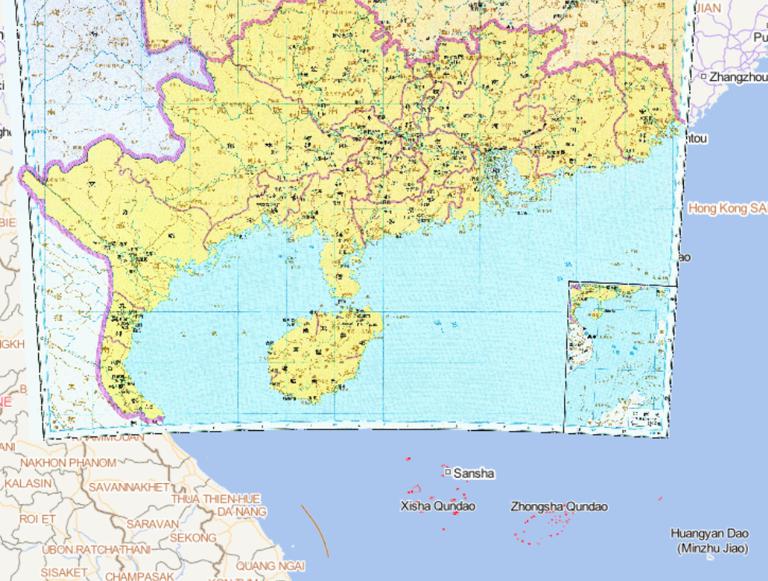 The Sui Dynasty period of China Lingnan counties historical maps