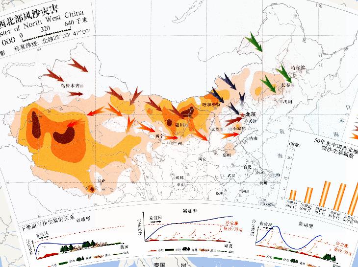Online map of wind and sand disasters (1:3200 million) in Northwest China
