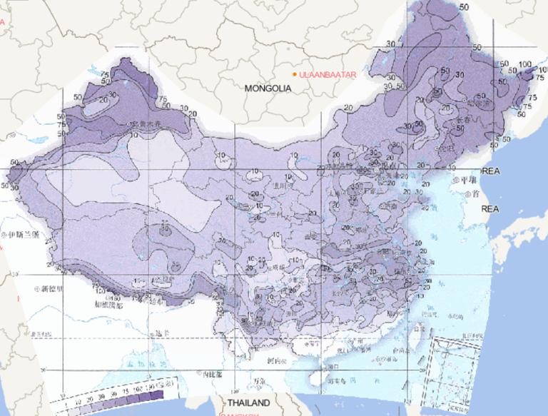 Online map of the maximum snow depth in China from 1961 to 2015
