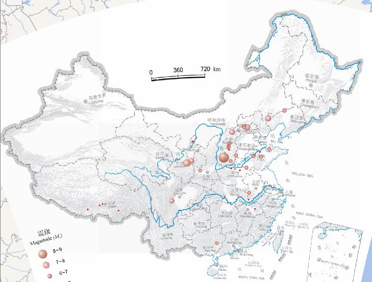 Epicentral distribution online map of China Earthquakes (AD 1279 to AD 1368, magnitude 4 or above)