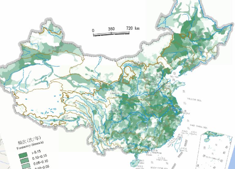 China summer flood frequency online map (1949 to 2000)