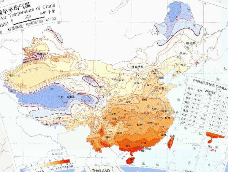 China 's annual average temperature online map