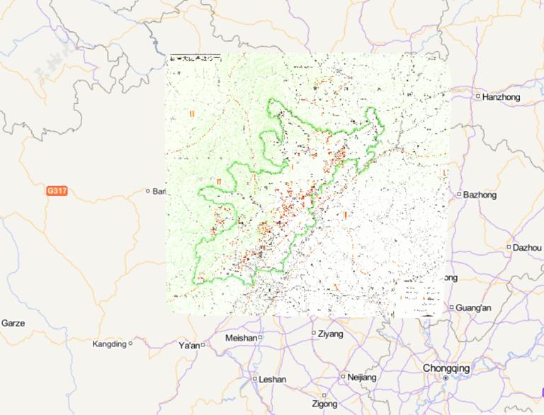 Online map of landslide distribution in Wenchuan in China