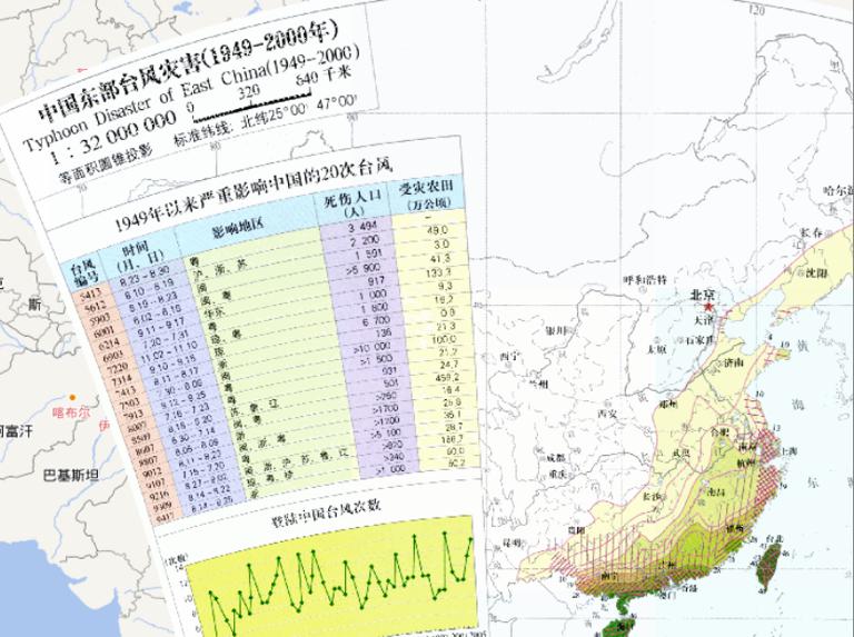 Typhoon Disaster in Eastern China (1949-2000) (1: 32 million) Online Map