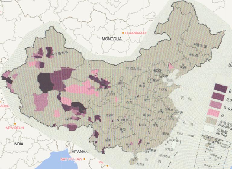 Online map of earthquake caused damaged housing by county in China in 2016
