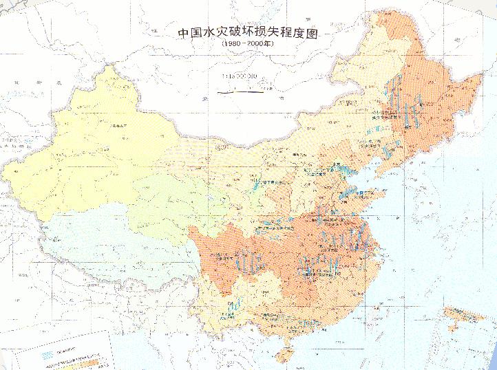 Online map of flooding damage losses in China (1980-2000)