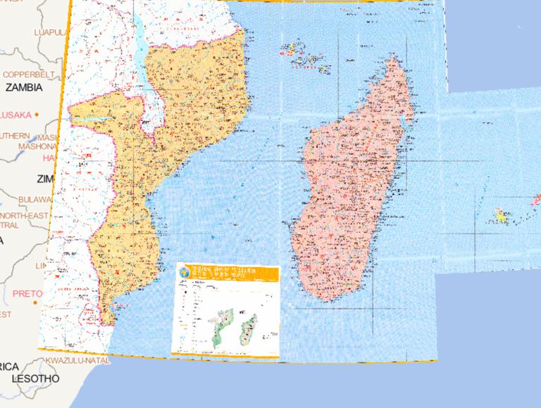 Mozambique, Comoros, Madagascar, Seychelles, Mauritius, Reunion online map