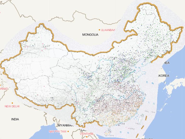 Online map of the disaster affected areas in August 2013 in China