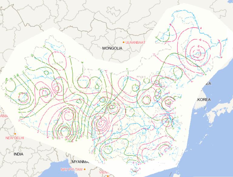 Online map of land horizontal velocity in China from 1951 to 1999