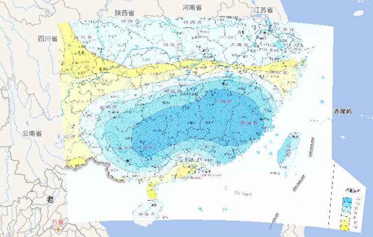 Online map of the difference between the mid and late ten days' rainfall in June and the average level during the flood disaster period in South China(2010)