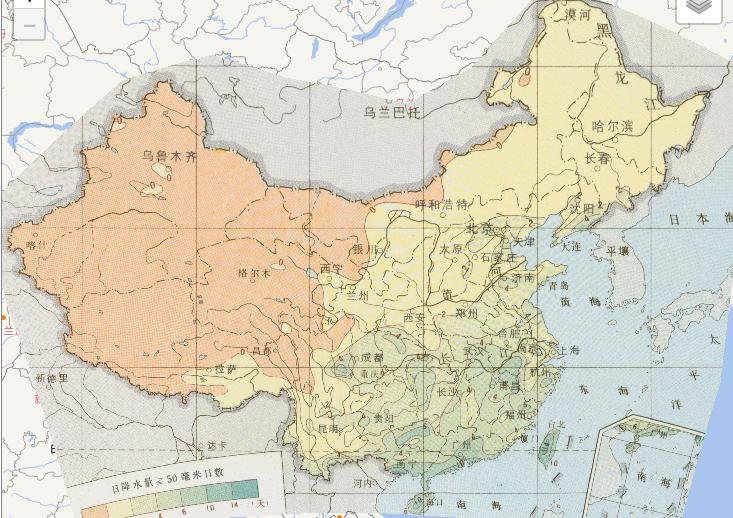 Chinese Agricultural Meteorological Disaster Year Rainstorm Day-Number Online Map
