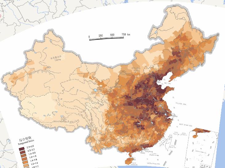 Online map of China 's natural disaster - Integrated  index