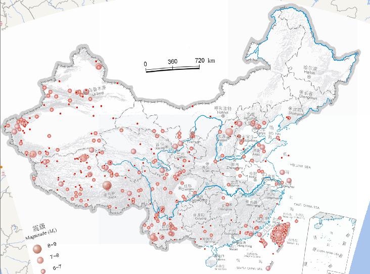 Epicentral online distribution map of the Chinese earthquake (2300 BC - 2000, November, magnitude 4 or above)