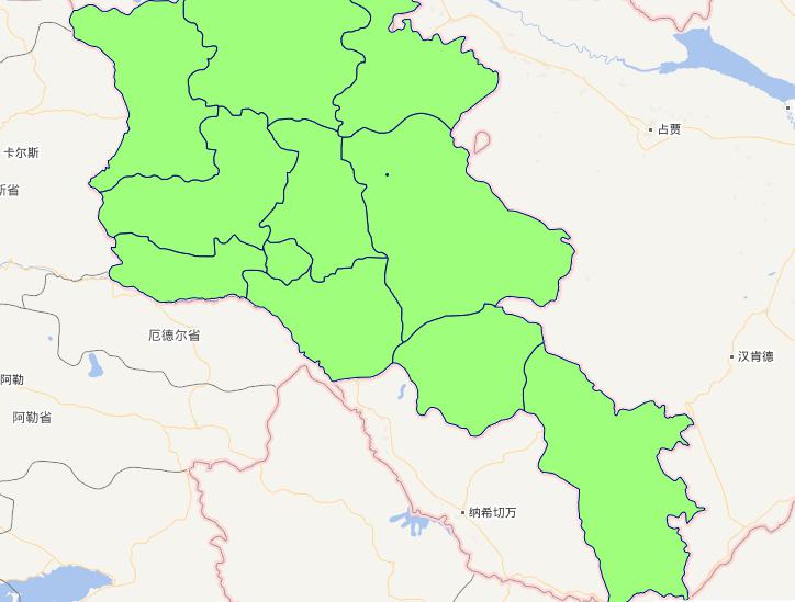 Online map of Armenian level 1 administrative boundaries