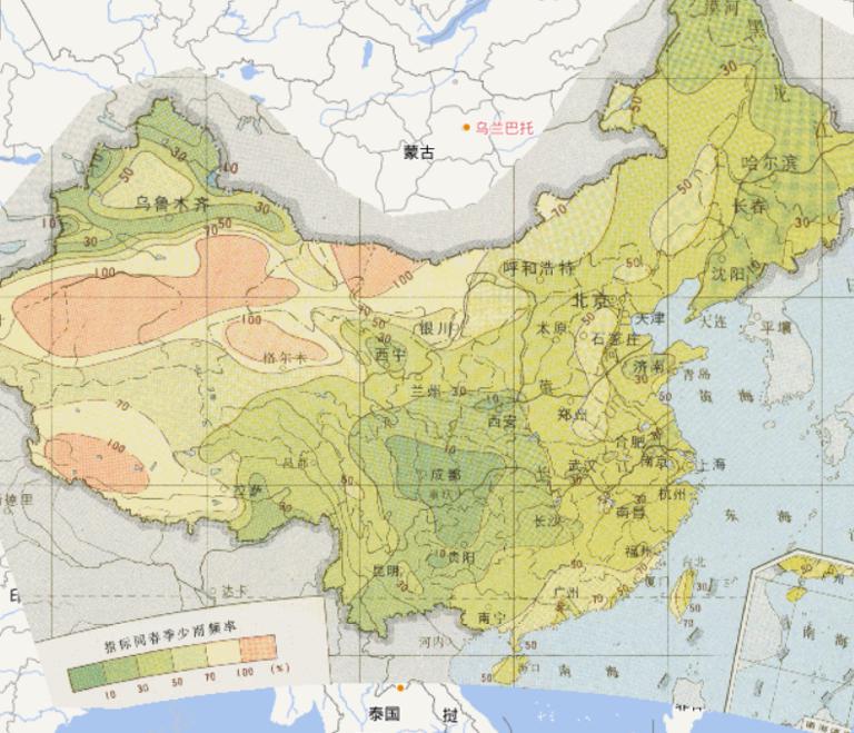 Autumn few rain frequency online map of China's agricultural meteorological disasters
