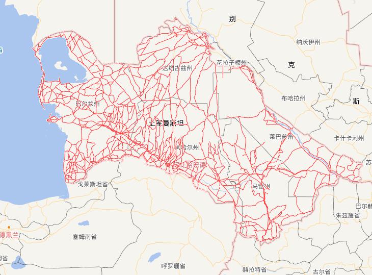 Online Map of Highway in Turkmenistan