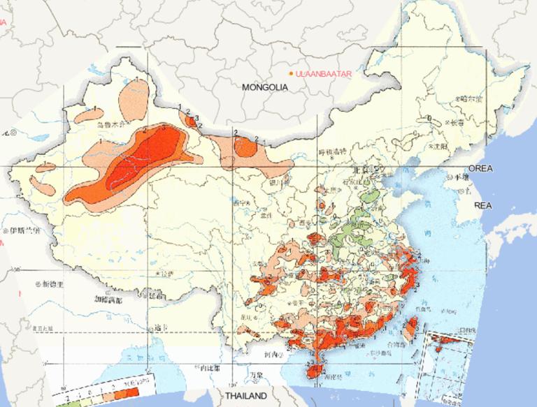 Online map of linear change trend of annual high temperature days in China from 1961 to 2015