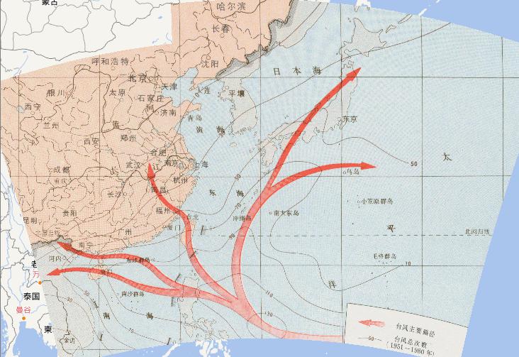 Online map of the number of typhoons and main paths of agrometeorological disasters in China