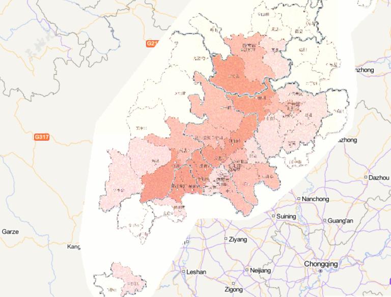 Online map of house collapse in Wenchuan disaster area in China